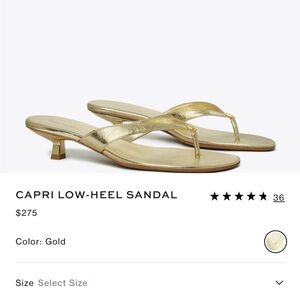 Tory Burch Gold Capri Low-Heel Sandals